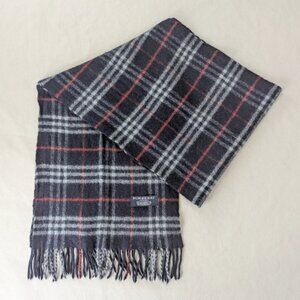 Pre-Owned Burberry Lambswool Scarf Navy– Unisex Check – Timeless Designer Wrap
